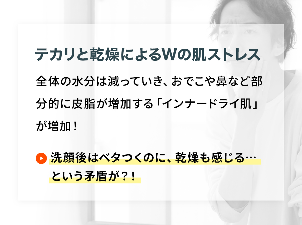 テカリと乾燥によるWの肌ストレス